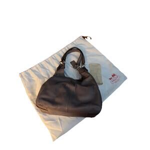 Coach Purse Purplish Grey Leather Top Handle Bag With Dust Bag Inside Divide Org